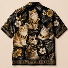 Midnight Cat Graphic Resort Shirt