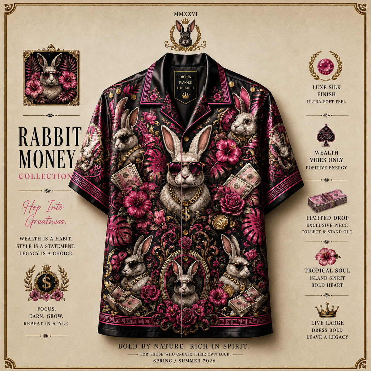 Rabbit Pop Graphic Resort Shirt image 1