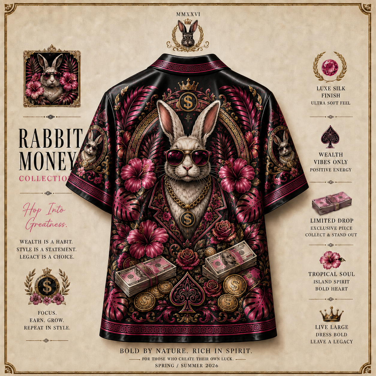 Rabbit Pop Graphic Resort Shirt