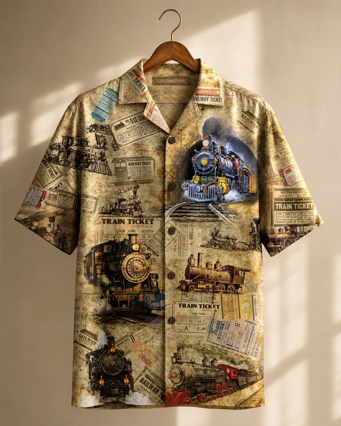 Vintage Train Ticket Resort Shirt image 1