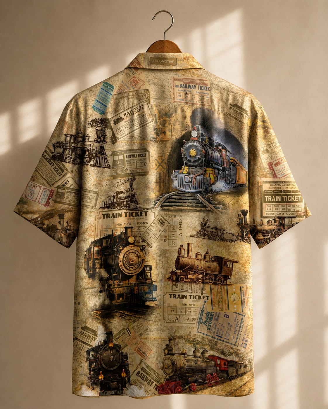 Vintage Train Ticket Resort Shirt